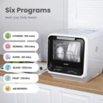 COMFEE' Mini Lavavajillas Portátil de Encimera con Tanque de Agua Integrado de 5L para Apartamentos y Casas Rodantes, No