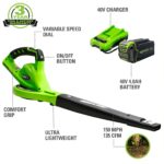 Combo Soplador de Hojas y Recortadora de Setos Greenworks 40V 24212 150 MPH Batería 4.0 Ah con Cargador
