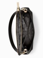 Bolso de Hombro Kate Spade New York Leila K6029001 Piel Pebbled Negro con Solapa Mediana