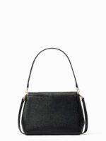 Bolso de Hombro Kate Spade New York Leila K6029001 Piel Pebbled Negro con Solapa Mediana