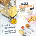 Nostalgia Carrito dispensador profesional de palomitas de maíz vintage de 8 onzas, hace hasta 32 tazas, tres dispensador