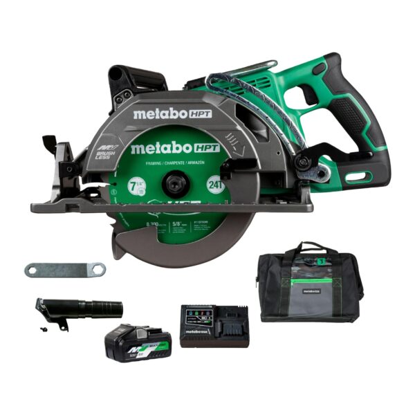 Metabo HPT Sierra Circular de Mango Trasero MultiVolt de 36V de 7-1/4 Pulgadas, Sierra Circular Inalámbrica con Batería
