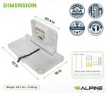 Estación de Cambio de Pañales Alpine Industries Modelo 411 Montada en Pared Plegable HDPE Blanco Gris