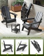 Juego de 2 Sillas Adirondack Plegables GREENVINES HT-OC-AD HDPE Negro con Portavasos 30x34.7x35 Pulgadas