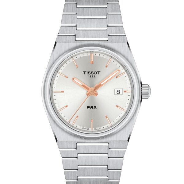 Reloj Tissot PRX Unisex T1372101103100 Caja de Acero Inoxidable 316L 35 Milímetros Correa Gris