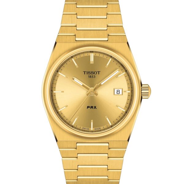 Reloj Tissot PRX para Hombre T137.410.33.021.00 Caja de Acero Inoxidable 316L con Revestimiento PVD de Oro Amarillo 40 m