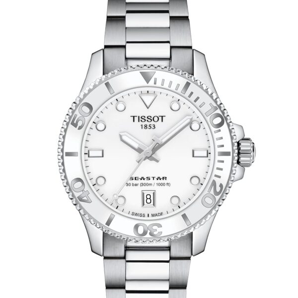 Reloj Tissot Seastar 1000 T120.210.11.011.00 Caja de Acero Inoxidable 316L 36mm Correa de Acero Gris con Correa de Goma