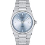 Reloj Tissot PRX T1372101135100 Cuarzo Caja de Acero Inoxidable 316L 35 mm Esfera Azul Correa Gris Cristal de Zafiro