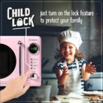 Nostalgia Horno microondas para encimera con interior fácil de limpiar, microondas retro con pantalla LED y bloqueo para
