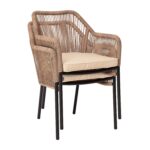 Juego de 2 Sillas Apilables Flash Furniture Kallie SDA-AD892006-NAT-2-GG Marco de Aluminio Negro Asiento Tejido Natural