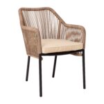 Juego de 2 Sillas Apilables Flash Furniture Kallie SDA-AD892006-NAT-2-GG Marco de Aluminio Negro Asiento Tejido Natural