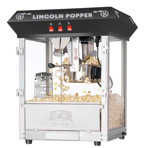 Lincoln Máquina de palomitas de maíz, 8 onzas, con hervidor de acero inoxidable, bandeja de rechazo, luz de calentamient