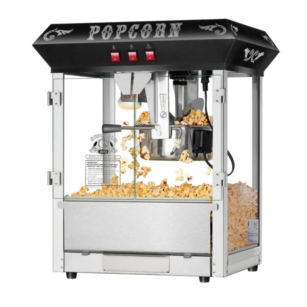 Superior Popcorn - Máquina de palomitas de maíz calientes y frescas, color negro, 8 onzas