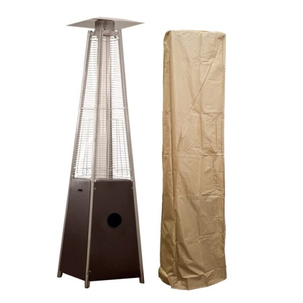 Calentador de Patio Hiland HLDS01-GTHG-CV Tubo de Vidrio de Cuarzo Bronce Martillado 41000 BTU a Propano con Cubierta In