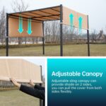 Pérgola FDW Pergolas Gazebo for Patios 10 x 10 pies Marco de Acero Toldo Ajustable con Luz LED Solar Color Beige Broncea