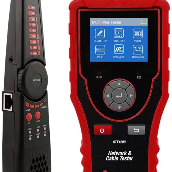 Triplett CTX1200 Probador y sonda de red y cable con pruebas TDR incorporadas para aperturas, cortos y longitud, negro
