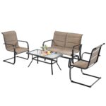 Juego de Muebles de Exterior Tangkula AM5251HM 4 Piezas Marrón Acero Vidrio Templado