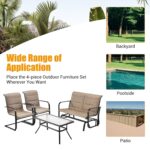Juego de Muebles de Exterior Tangkula AM5251HM 4 Piezas Marrón Acero Vidrio Templado