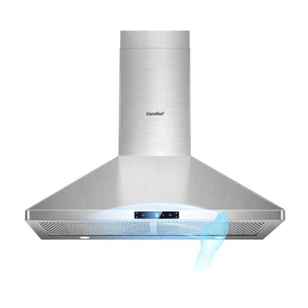 COMFEE' CVP30W7AST Campana Extractora de 30 Pulgadas 450 CFM 3 Velocidades Detección de Gestos y Panel de Control Táctil