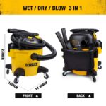 DEWALT Aspiradora de tienda de 10 galones en húmedo y seco, aspiradora de polietileno en seco de 5.5 HP con accesorios,