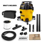 DEWALT Aspiradora de tienda de 10 galones en húmedo y seco, aspiradora de polietileno en seco de 5.5 HP con accesorios,