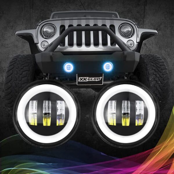 Luz Antiniebla XK Glow XK042010-B LED RGBW Redonda para Jeep Impermeable
