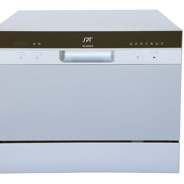 SPT SD-2224DSB: Lavavajillas de encimera ENERGY STAR con arranque retardado y LED, color plateado