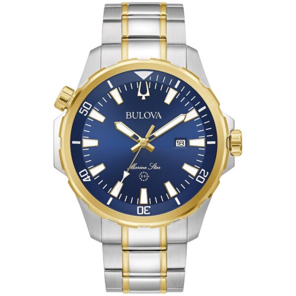 Reloj Bulova Marine Star Series B 98B384 Acero Inoxidable Bicolor 43mm Esfera Azul Resistente al Agua 100 Metros