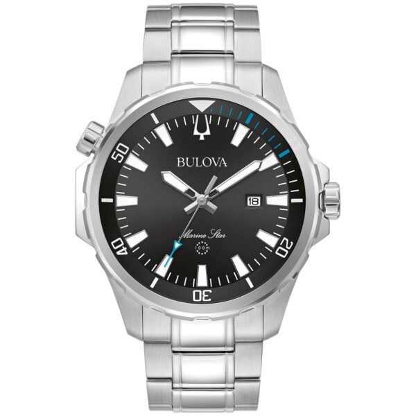 Reloj Bulova Marine Star Serie B 96B382 Acero Inoxidable Esfera Negra Sunray 43 Milímetros