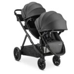 Joovy Qool - Cochecito doble doble con asientos reconfigurables, arnés de seguridad magnético con relleno, toldo solar U