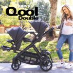 Joovy Qool - Cochecito doble doble con asientos reconfigurables, arnés de seguridad magnético con relleno, toldo solar U