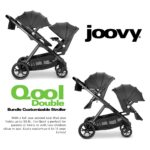 Joovy Qool - Cochecito doble doble con asientos reconfigurables, arnés de seguridad magnético con relleno, toldo solar U