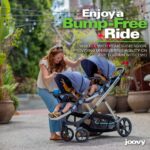 Joovy Qool - Cochecito doble doble con asientos reconfigurables, arnés de seguridad magnético con relleno, toldo solar U
