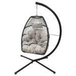 Silla Colgante Ovalada FDW Egg Chair Hammock Chair Acero Aleado Negro y Bronceado 55x41 Pulgadas Resistente a Rayos UV