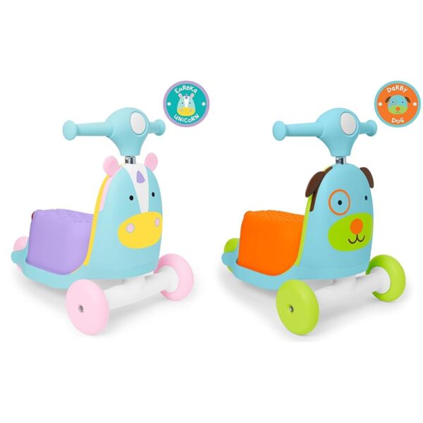 Scooter 3 en 1 Skip Hop Paquete Unicornio y Perro Zoológico 22.75 x 13.5 x 20.5 pulgadas