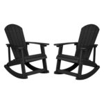 Juego de 2 Mecedoras Adirondack Flash Furniture Savannah JJ-C14705-BK-2-GG Poliestireno Negro para Exterior Capacidad 35