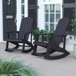 Juego de 2 Mecedoras Adirondack Flash Furniture Savannah JJ-C14705-BK-2-GG Poliestireno Negro para Exterior Capacidad 35