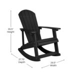 Juego de 2 Mecedoras Adirondack Flash Furniture Savannah JJ-C14705-BK-2-GG Poliestireno Negro para Exterior Capacidad 35