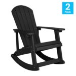 Juego de 2 Mecedoras Adirondack Flash Furniture Savannah JJ-C14705-BK-2-GG Poliestireno Negro para Exterior Capacidad 35