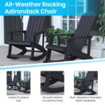 Juego de 2 Mecedoras Adirondack Flash Furniture Savannah JJ-C14705-BK-2-GG Poliestireno Negro para Exterior Capacidad 35