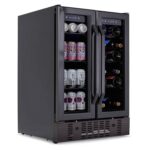 NewAir Refrigerador de bebidas de doble zona de 24 pulgadas y enfriador de vino para 18 botellas y 58 latas, mini refrig