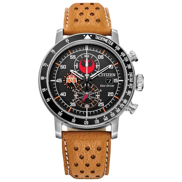 Reloj Citizen Eco-Drive Star Wars Piloto Rebelde CA0761-06W Acero Inoxidable Correa de Cuero Naranja 44mm Resistente al