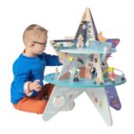 Centro de Actividades de Madera Manhattan Toy Celestial Star Explorer Modelo 162590 Dos Pisos con Cuentas Giradores y Pl