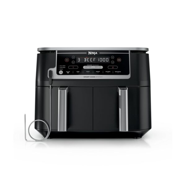 Ninja DZ550 Foodi - Freidora de aire 6 en 1 DualZone Smart XL de 10 cuartos de galón con 2 cestas independientes, termóm