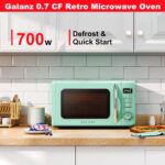 Galanz GLCMKZ07GNR07 - Horno microondas retro , funciones de cocción y recalentamiento automáticos, descongelación e ini