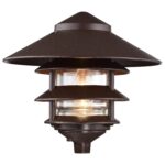 Luz de Camino Nuvo Lighting SF76/637/04 Pagoda 3 Niveles Capucha Grande Bronce Antiguo Paquete de 4