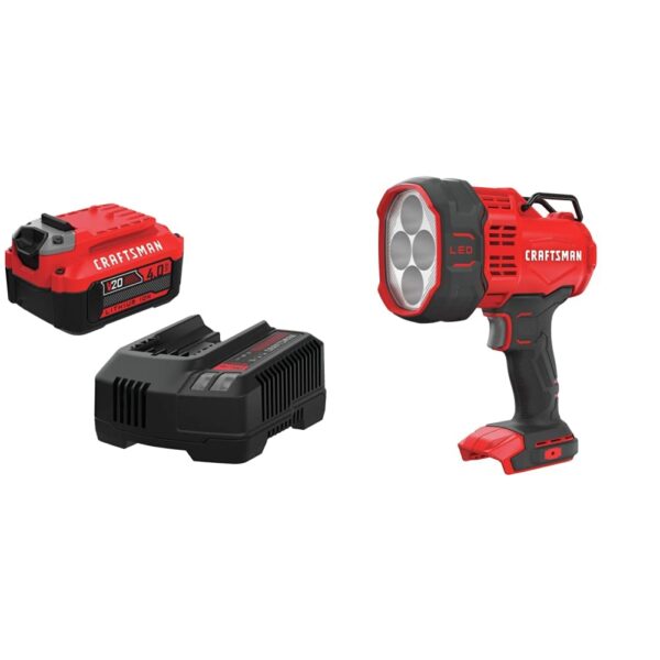 Kit Craftsman V20 Batería 4.0Ah CMCB204-CK y Luz de Trabajo CMCL060B