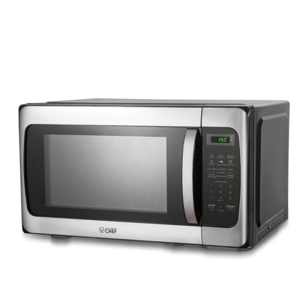 COMMERCIAL CHEF Microondas de 1.1 pies cúbicos con 10 niveles de potencia, microondas de 1000 W con cerradura de puerta