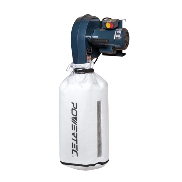 POWERTEC Colector de polvo de montaje en pared de 1 HP, 560 CFM con bolsas colectoras de polvo de 1 micrón, colectores d
