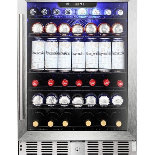 Antarctic Star Refrigerador de bebidas de 5.1 pies cúbicos, enfriador de vino para 166 latas, bajo ruido, puerta de vidr